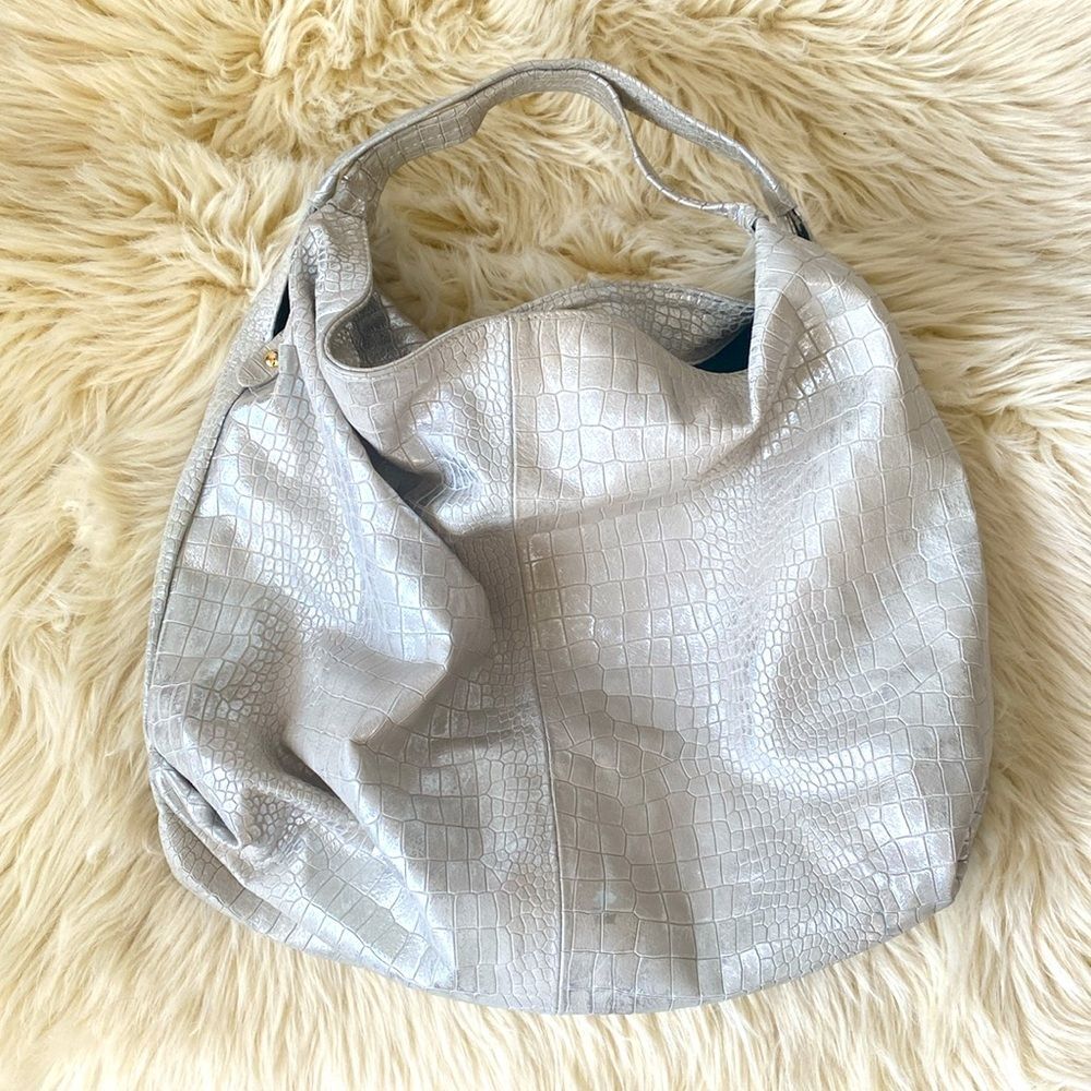 Laura Di Maggio oversized slouchy shoulder/hand bag, Made in Italy, silv…